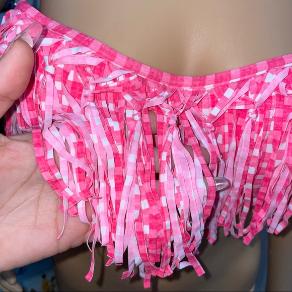 Coco Rave NWT! Sunbeam Demi Fringe Pink/White Plaid Bikini Top Size XL - Picture 6 of 13
